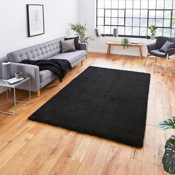 Black Super Soft Shaggy Luxury Floor Rug 5cm Long Pile